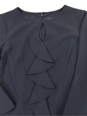 Jessica Howard Petite Navy Blue Ruffle Front Dress — Size 4P | NWT